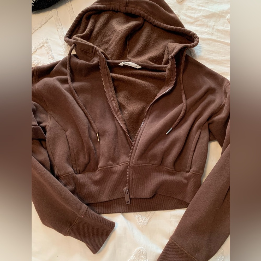 Cropped zip up hoodie